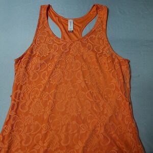 No Boundaries Maxi Dress Womens XL Cosmo Coral Floral Lace Racerback NJ15T312P